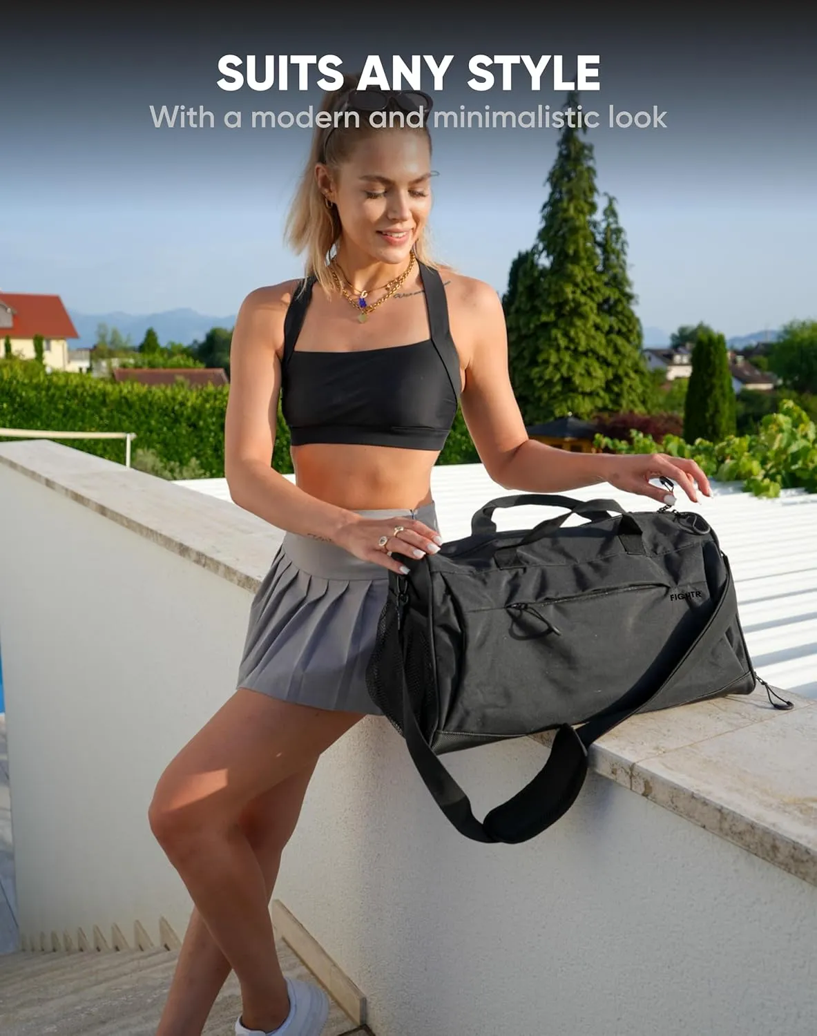 FIGHTR® Sports bag & travel Duffel bag for men and women - with shoe compartment & wet compartment - bag for sports, fitness & travel