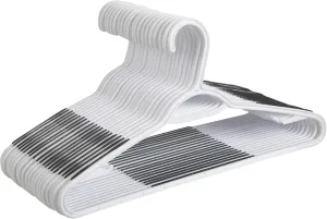 Finnhomy 50 Pack Plastic Hangers, Clothes Hangers with Non-Slip Pads, Space Saving Easy Slide Organizer, Clothes Hanger for Bedroom Closet Wardrobe, Great for Shirts, Pants, Scarves