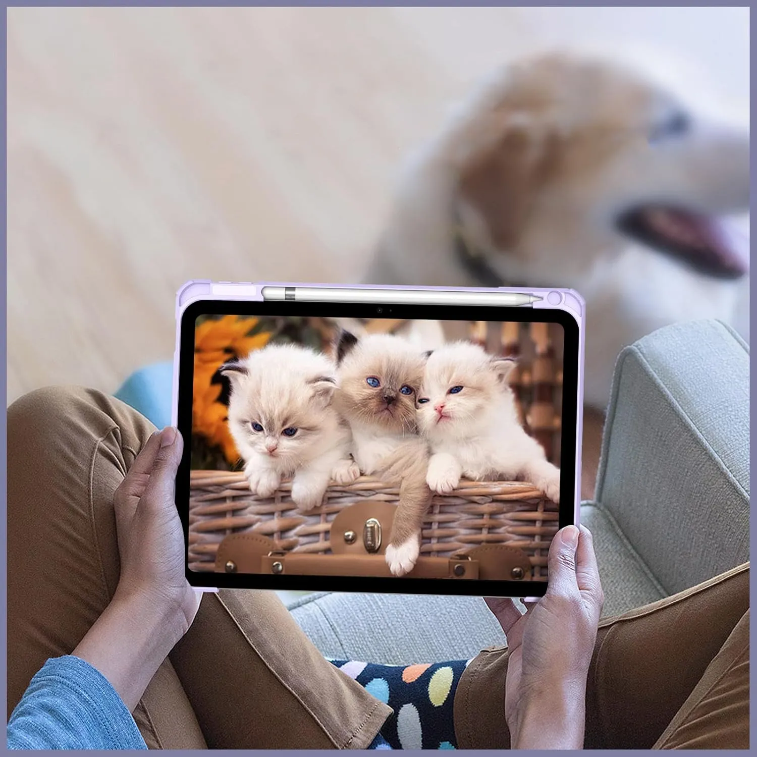 Fintie Hybrid Slim Case for iPad (A16) 11th Generation 11 Inch (2025), iPad 10th Generation 10.9 Inch (2022) - Shockproof Cover with Clear Transparent Back Shell & Pencil Holder, Fantasy Ombre