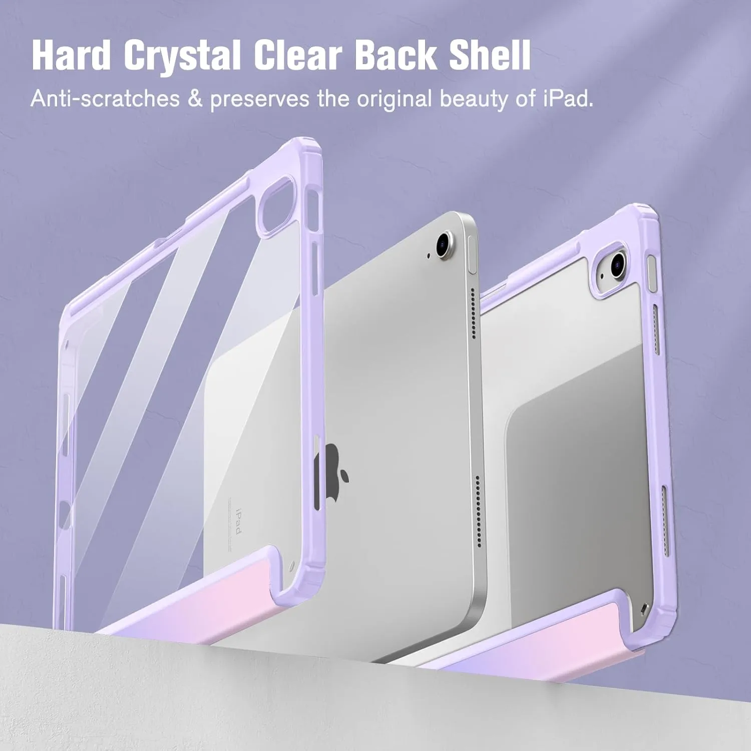 Fintie Hybrid Slim Case for iPad (A16) 11th Generation 11 Inch (2025), iPad 10th Generation 10.9 Inch (2022) - Shockproof Cover with Clear Transparent Back Shell & Pencil Holder, Fantasy Ombre