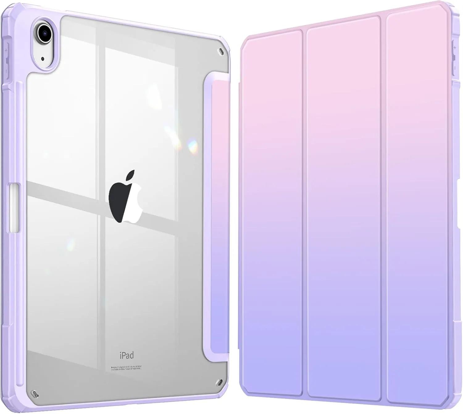 Fintie Hybrid Slim Case for iPad (A16) 11th Generation 11 Inch (2025), iPad 10th Generation 10.9 Inch (2022) - Shockproof Cover with Clear Transparent Back Shell & Pencil Holder, Fantasy Ombre