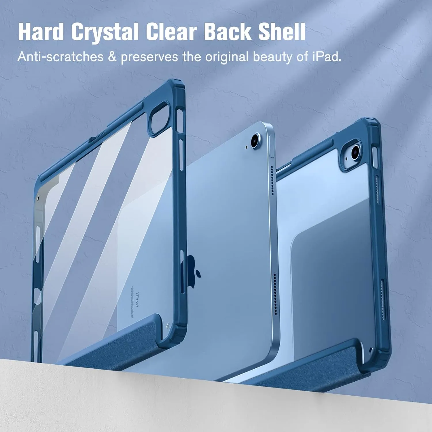 Fintie Hybrid Slim Case for iPad (A16) 11th Generation 11 Inch (2025), iPad 10th Generation 10.9 Inch (2022) - Shockproof Cover with Clear Transparent Back Shell & Pencil Holder, Marine Blue