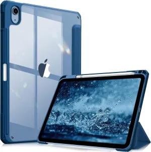 Fintie Hybrid Slim Case for iPad (A16) 11th Generation 11 Inch (2025), iPad 10th Generation 10.9 Inch (2022) - Shockproof Cover with Clear Transparent Back Shell & Pencil Holder, Marine Blue