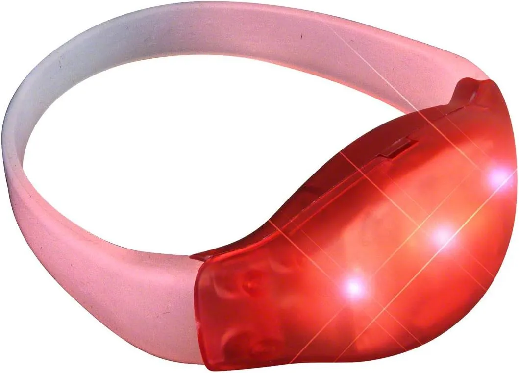 FlashingBlinkyLights Light Up Red Sound Activated LED Bracelet (Set of 12)
