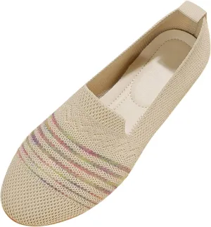 Flats Shoes Women Dressy Comfortable Dress Shoes Round Toe Flats Knit Slip On Shoes Classic Work Flats Office Shoes