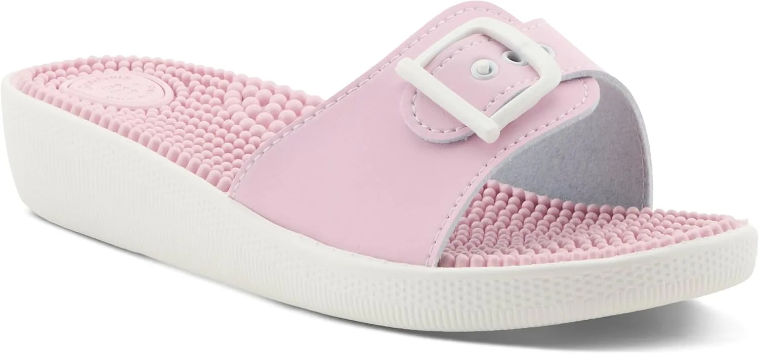 Flexus by Spring Step Women’s Sabala Slide Sandal – Lightweight Comfort Shoe with Massaging Insole & Adjustable Buckle Strap – Made in Italy