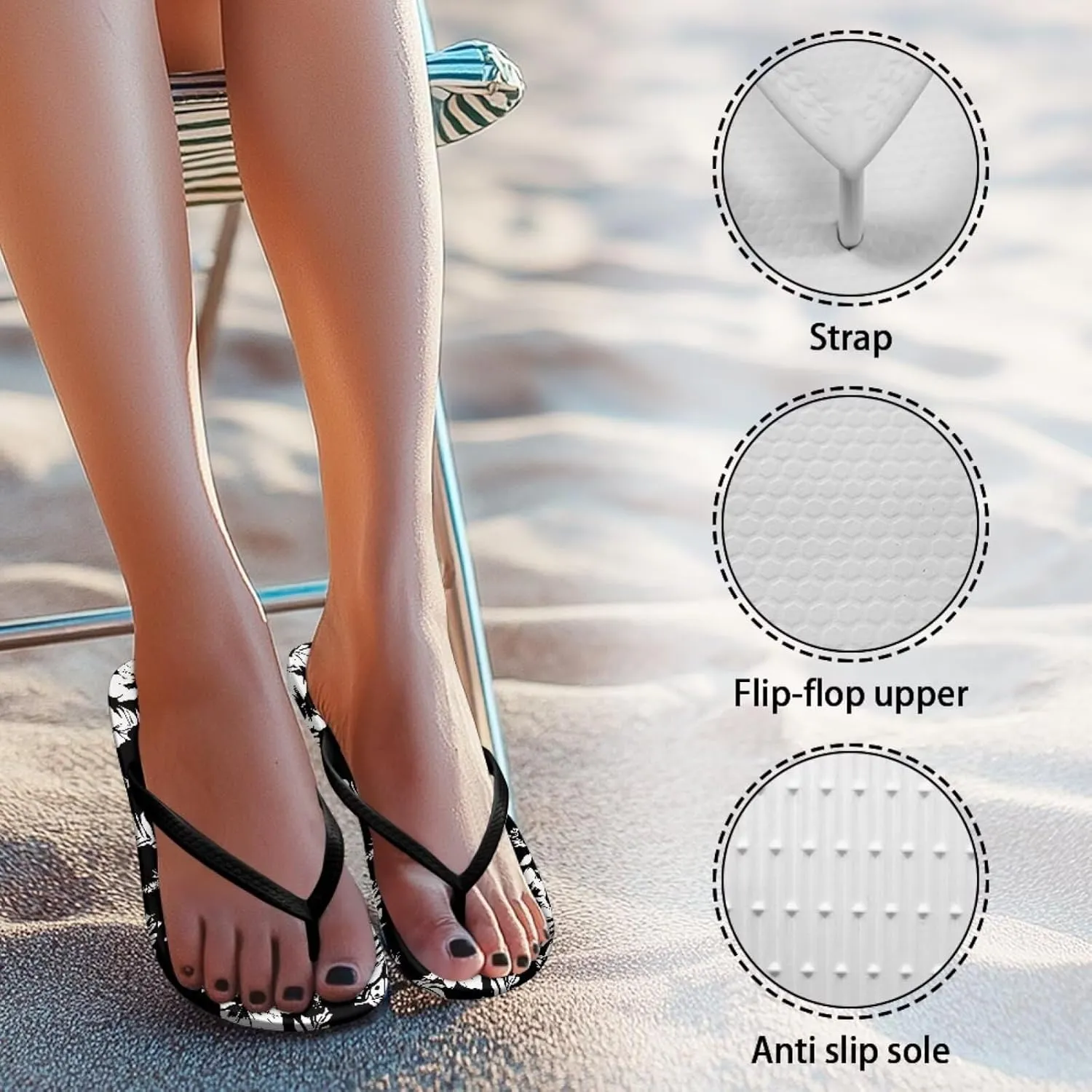 Flip Flops Beach Sandals Summer Thong Walking Slippers Casual Bathroom Shower Shoes for Women