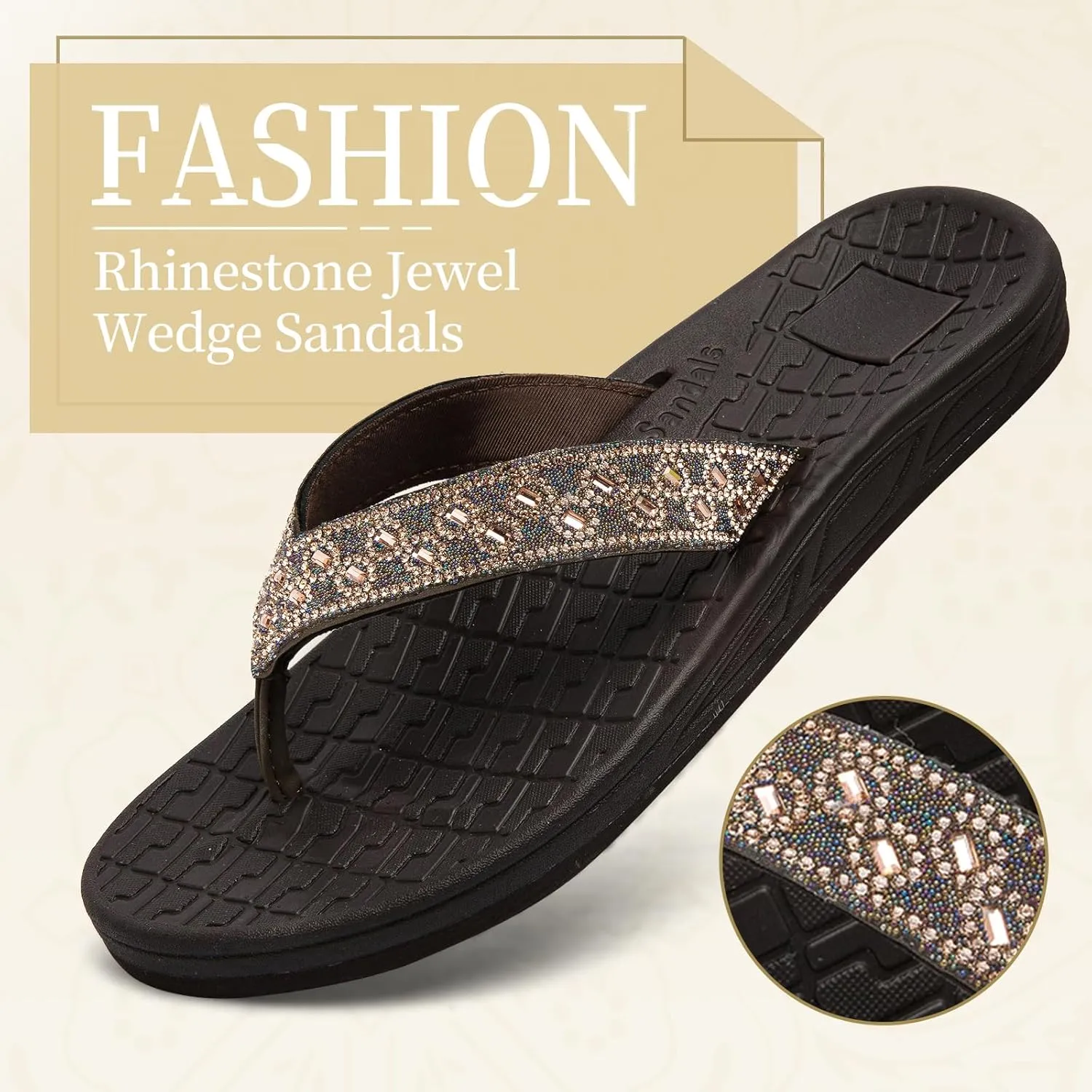 Flip Flops for Women with Arch Support Rhinestone Comfortable Summer Beach Walking Thong Sandals Orthotic Rubber Soles Flip Flop Slippers Slip On Indoor Outdoor