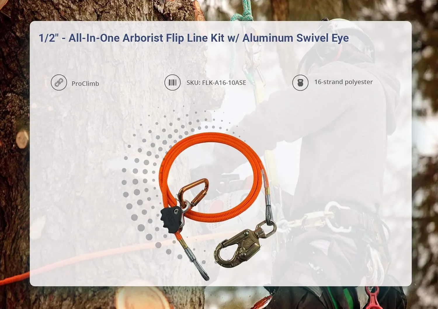 Flip Line Kit with Aluminum Swivel - 1/2 inch (8 feet - 15 feet) | Premium Quality | Ideal for Climbing Lanyard, Lineman’s Belt and Rope