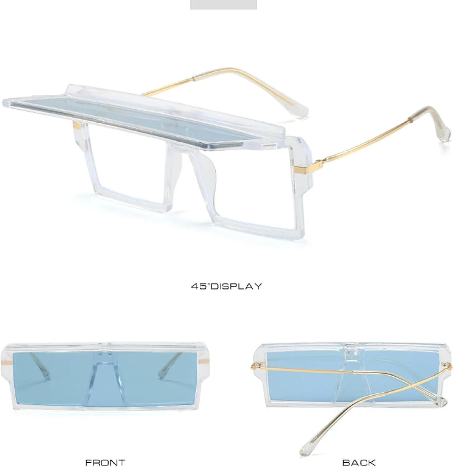 Flip Sunglasses Women's Mirror Retro Oversized Sun Glasses Men Luxury Retro Flap Shades