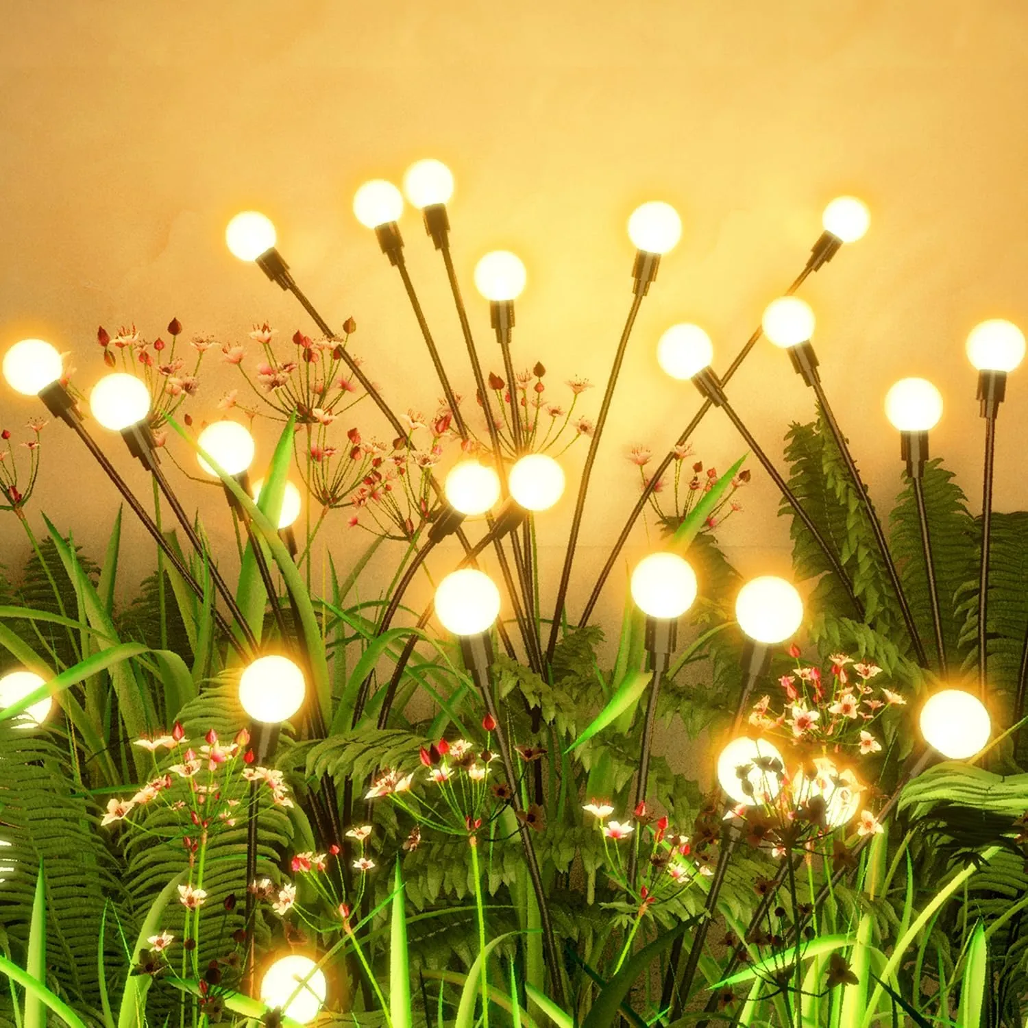 Flumy Solar Lights Outdoor Waterproof 2 Pack, Upgraded Outdoor Firefly Light for Yard Patio Garden Decor, Solar Lights for Outside Gardening Supplies,Gifts for Grandma