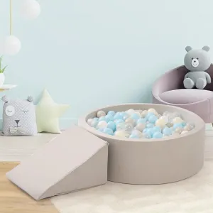 Foam Ball Pit for Children Toddlers,Baby Infant Playpen Ball Pool Soft Round Designed Easy to Clean or Install-(Balls NOT Included) Diameter 35.4”Light Grey with Wedge
