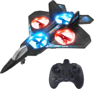 Foam Drone RC Airplane for Kids and Beginners, Remote Control Plane Fighter Jet with Light, Auto Hovering, 360° Flip and 2 Batteries (16 Mins)