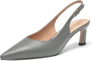 FOGEENA Womens Buckle Bridal Fashion Ankle Strap Solid Pointed Toe Matte Kitten Leather Low Heel Pumps Shoes 2 Inch