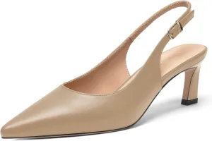 FOGEENA Womens Buckle Bridal Fashion Ankle Strap Solid Pointed Toe Matte Kitten Leather Low Heel Pumps Shoes 2 Inch