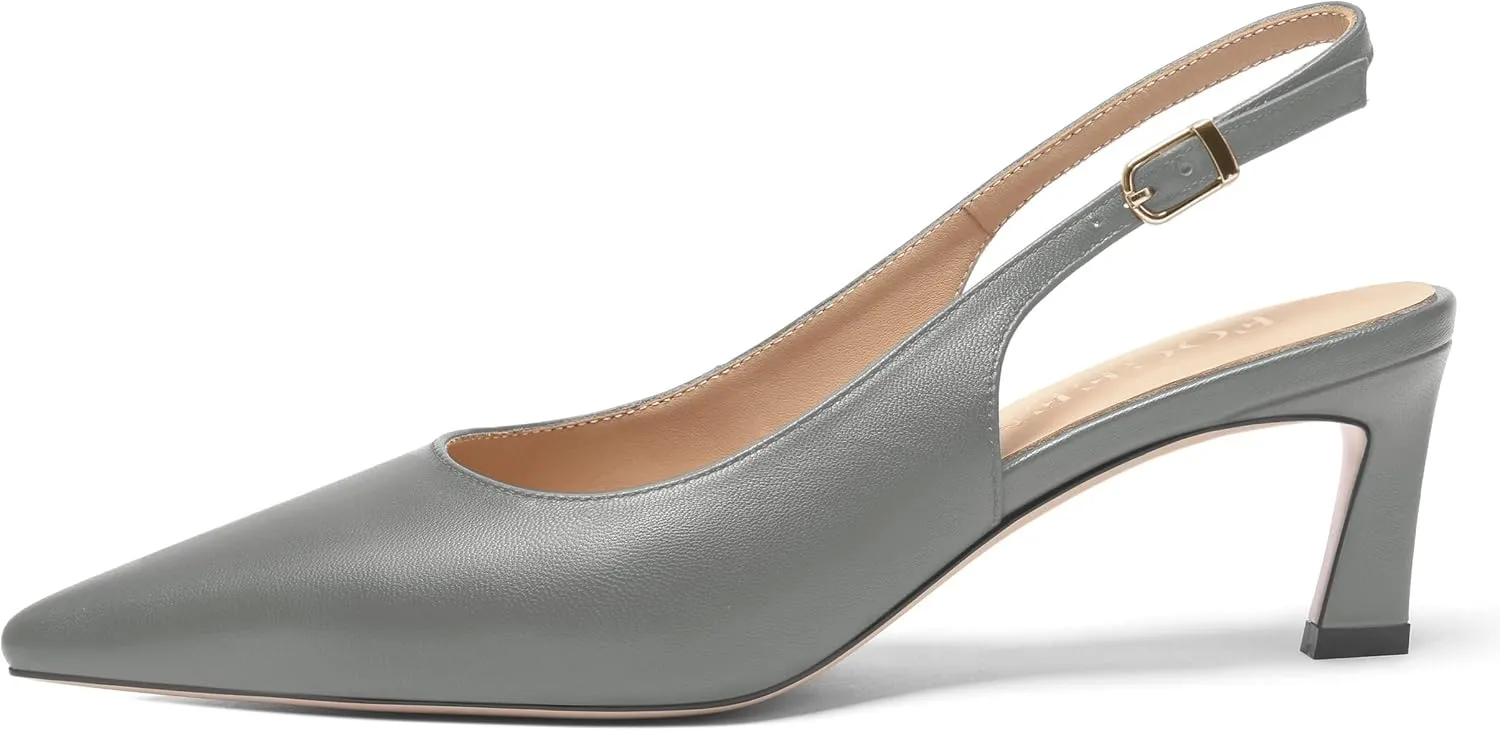 FOGEENA Womens Buckle Bridal Fashion Ankle Strap Solid Pointed Toe Matte Kitten Leather Low Heel Pumps Shoes 2 Inch