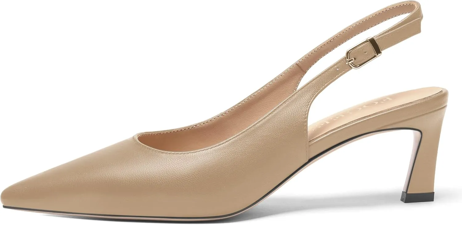 FOGEENA Womens Buckle Bridal Fashion Ankle Strap Solid Pointed Toe Matte Kitten Leather Low Heel Pumps Shoes 2 Inch
