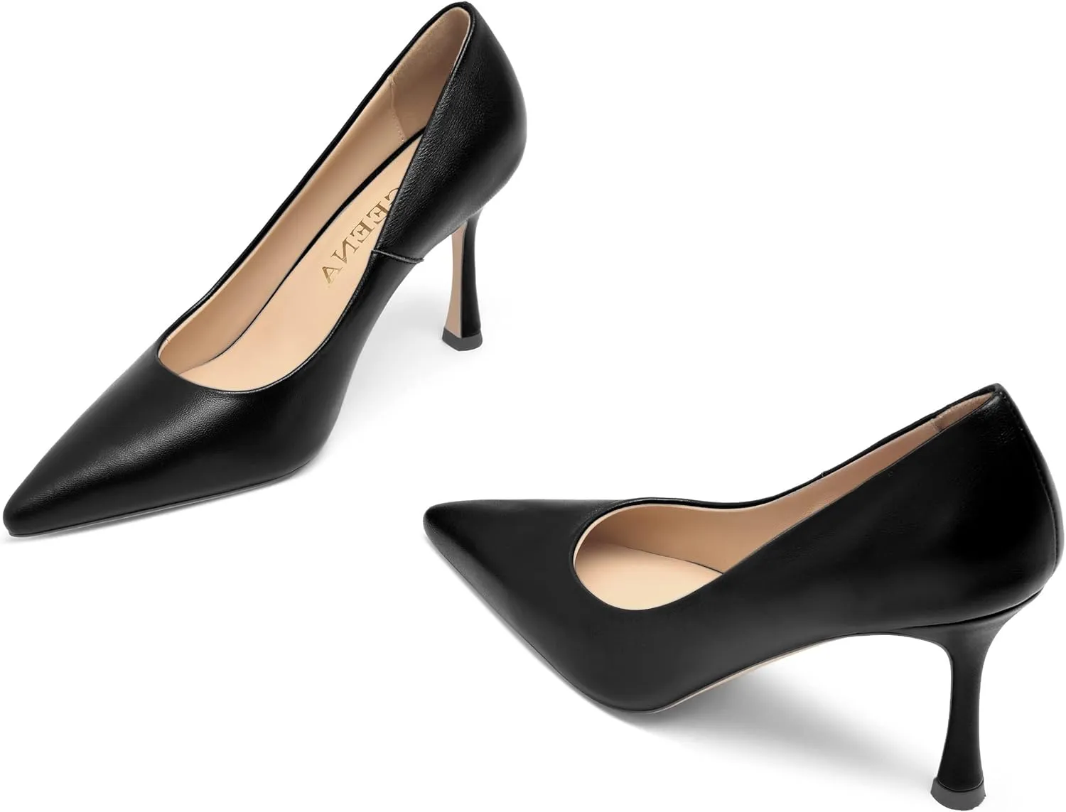 FOGEENA Womens Matte Slip On Pointed Toe Dress Wedding Stiletto Leather High Heel Pumps Shoes 3.14 Inch