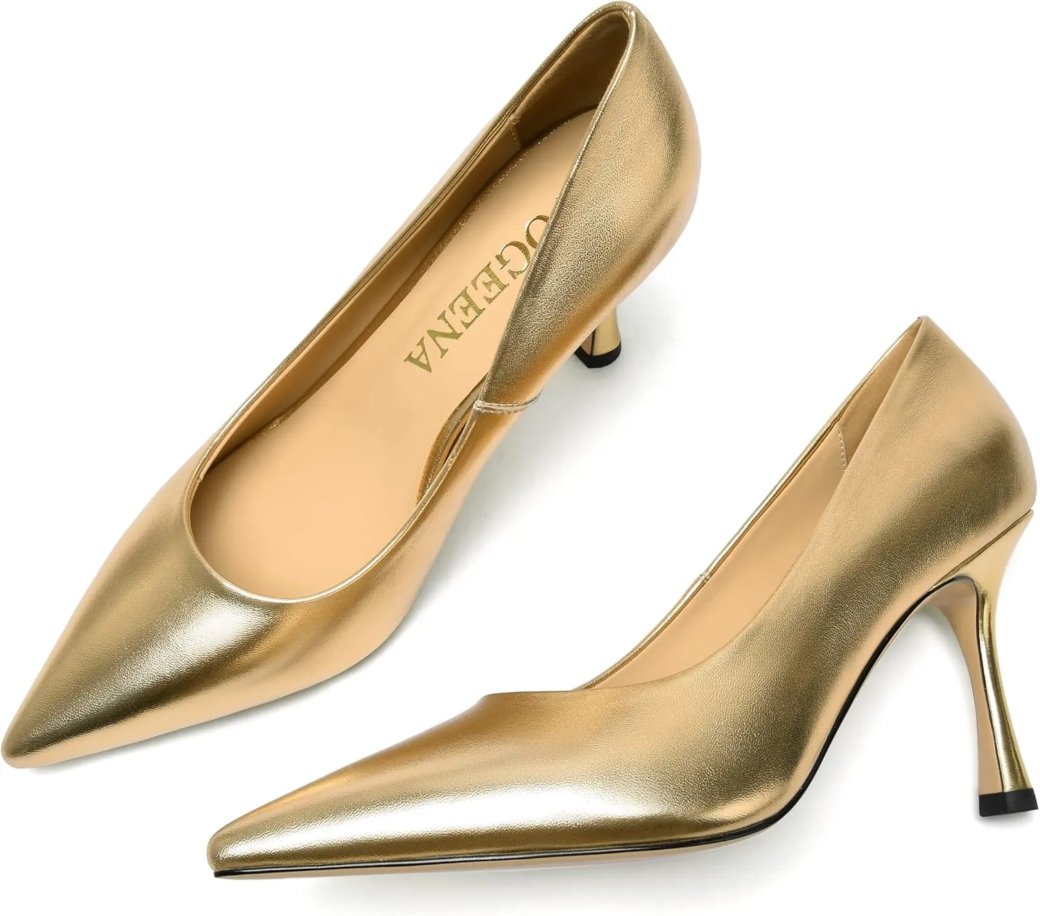 FOGEENA Womens Matte Slip On Pointed Toe Dress Wedding Stiletto Leather High Heel Pumps Shoes 3.14 Inch