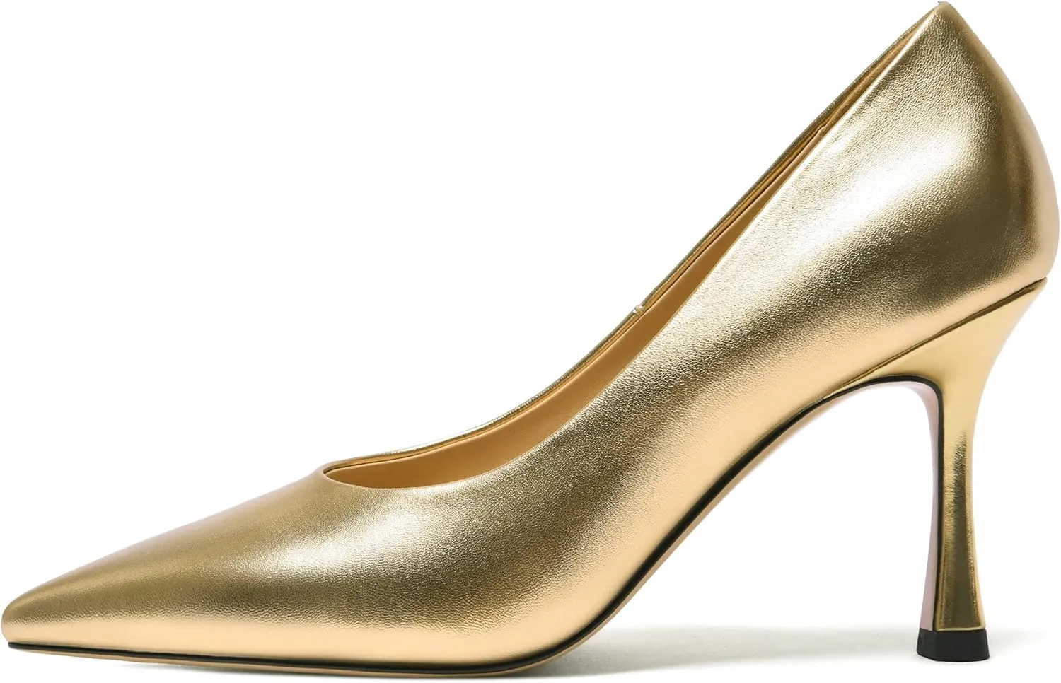 FOGEENA Womens Matte Slip On Pointed Toe Dress Wedding Stiletto Leather High Heel Pumps Shoes 3.14 Inch