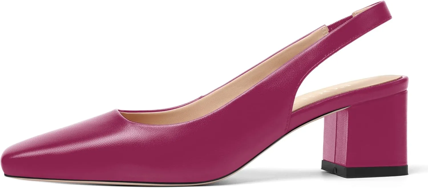 FOGEENA Womens Matte Square Toe Sexy Bridal Slip On Solid Chunky Leather Low Heel Pumps Shoes 2 Inch
