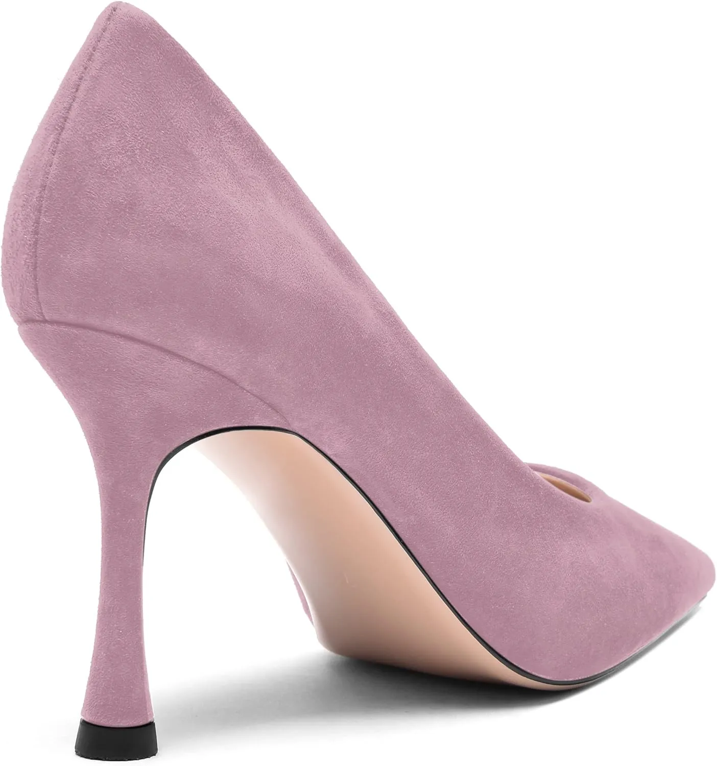 FOGEENA Womens Party Slip On Solid Pointed Toe Suede Fashion Stiletto High Heel Pumps Shoes 3.14 Inch