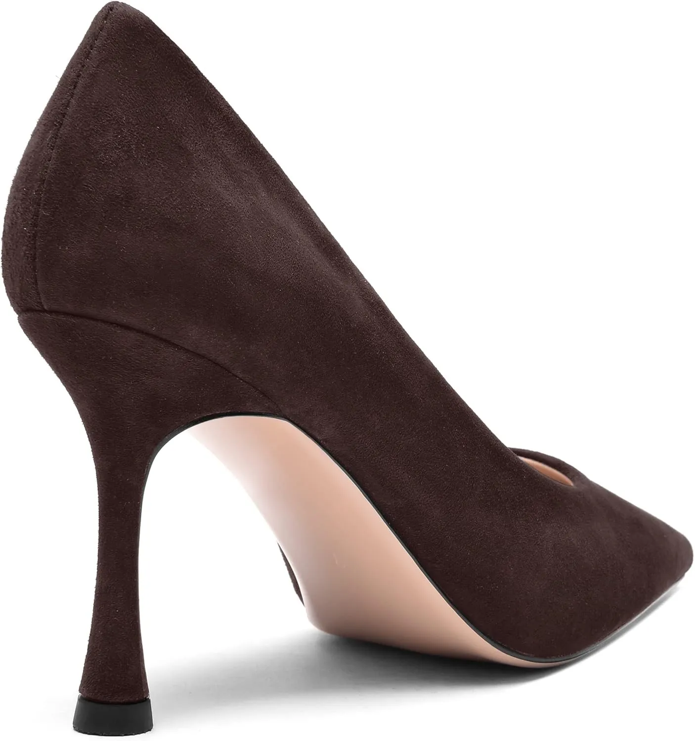 FOGEENA Womens Party Slip On Solid Pointed Toe Suede Fashion Stiletto High Heel Pumps Shoes 3.14 Inch