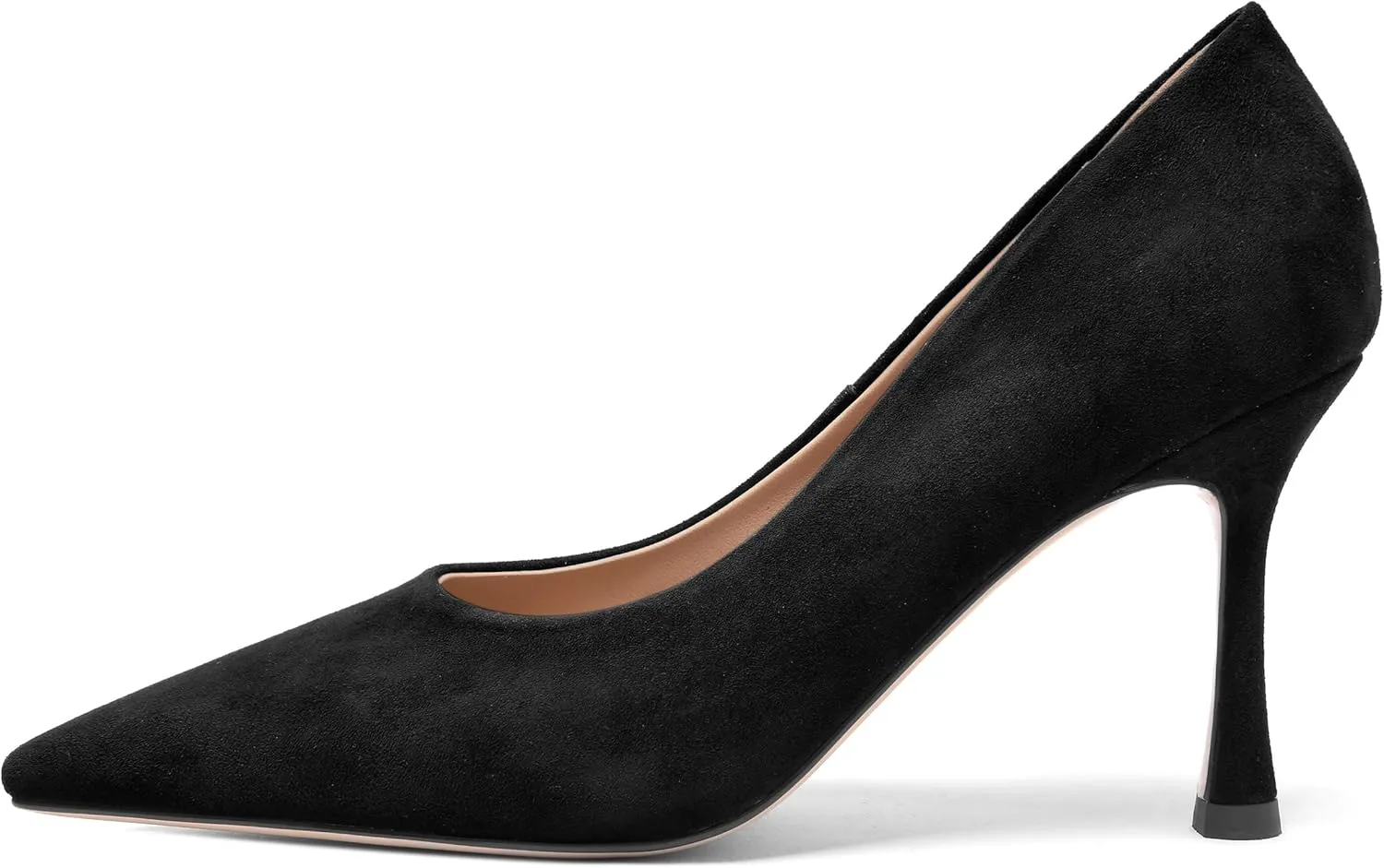 FOGEENA Womens Party Slip On Solid Pointed Toe Suede Fashion Stiletto High Heel Pumps Shoes 3.14 Inch