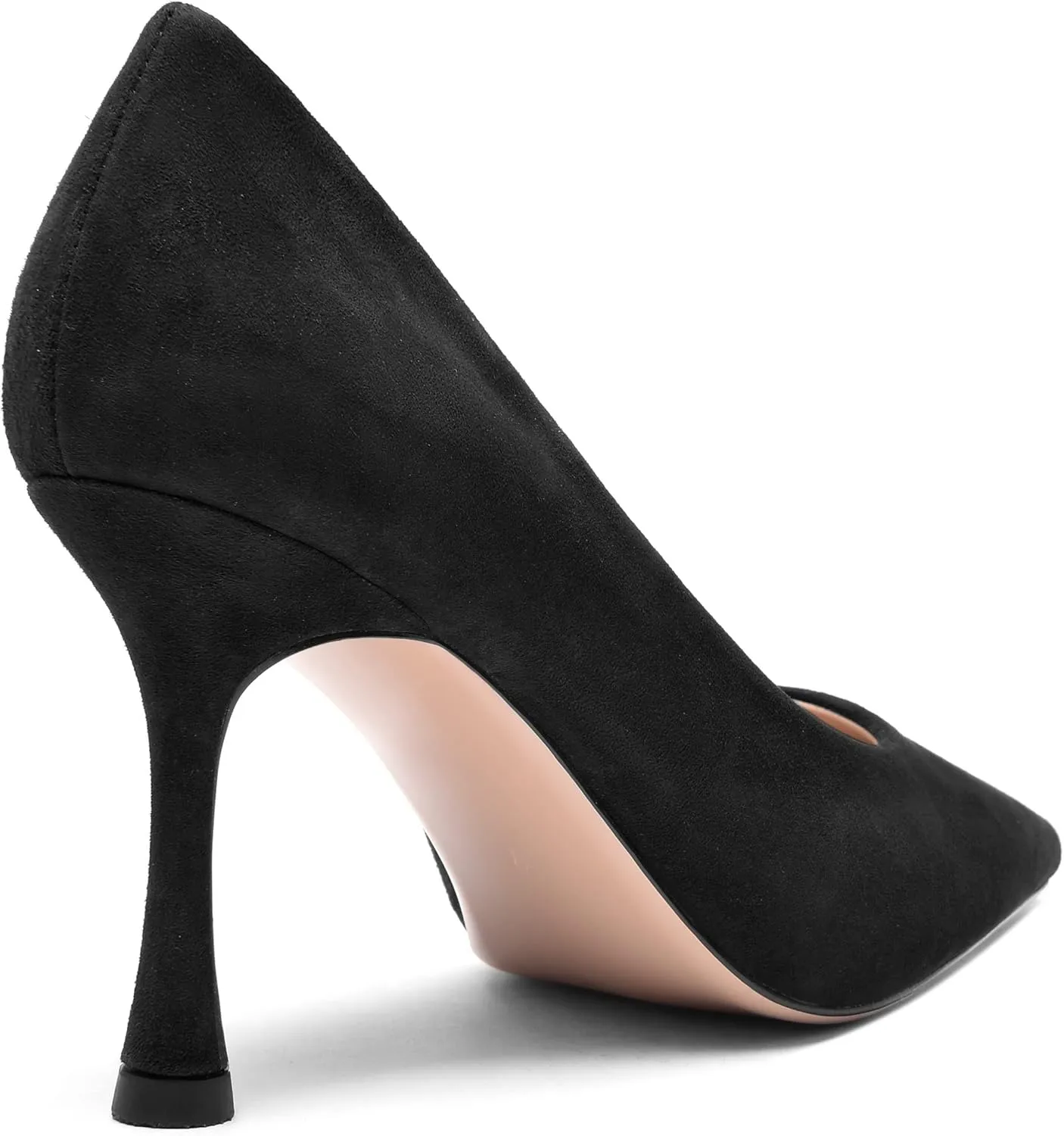 FOGEENA Womens Party Slip On Solid Pointed Toe Suede Fashion Stiletto High Heel Pumps Shoes 3.14 Inch