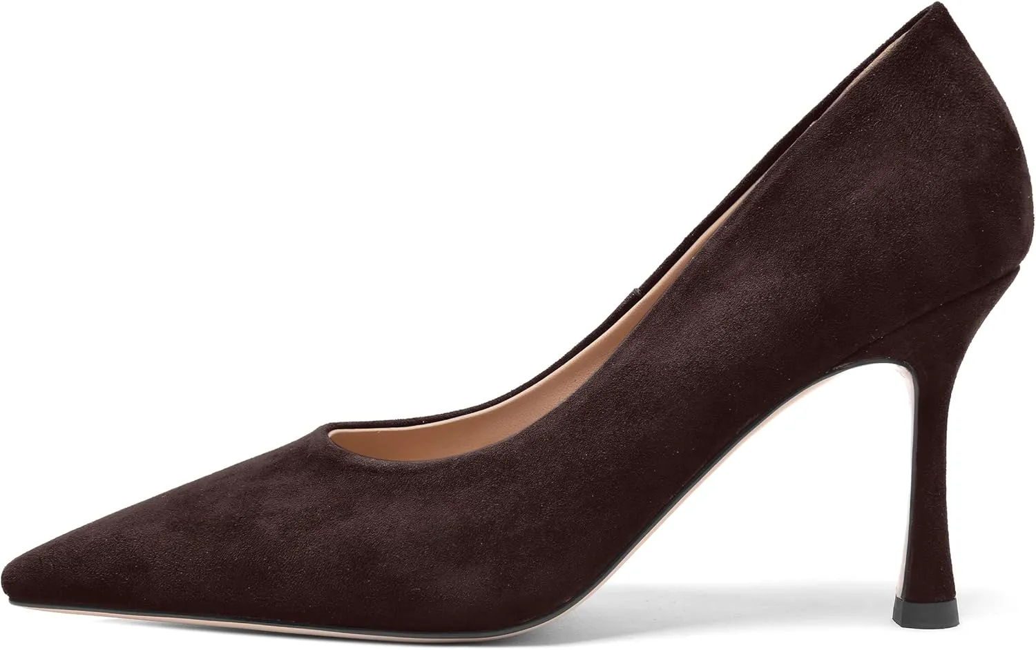 FOGEENA Womens Party Slip On Solid Pointed Toe Suede Fashion Stiletto High Heel Pumps Shoes 3.14 Inch