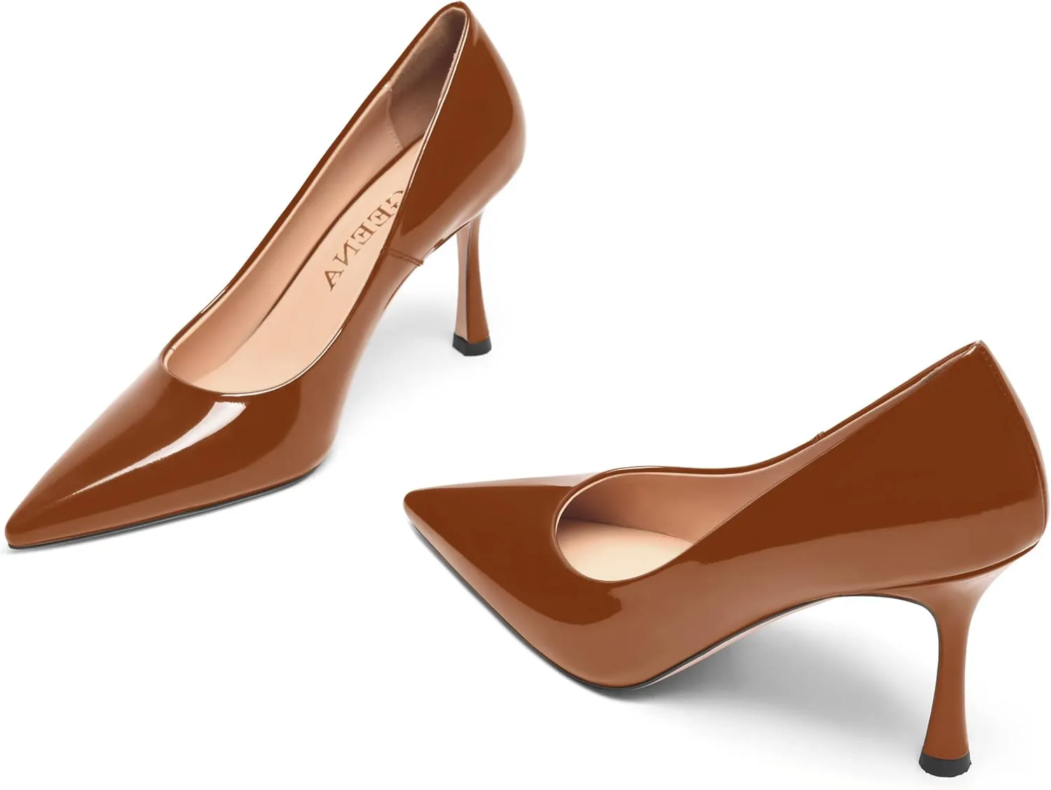 FOGEENA Womens Solid Patent Pointed Toe Sexy Slip On Evening Stiletto Leather High Heel Pumps Shoes 3.14 Inch