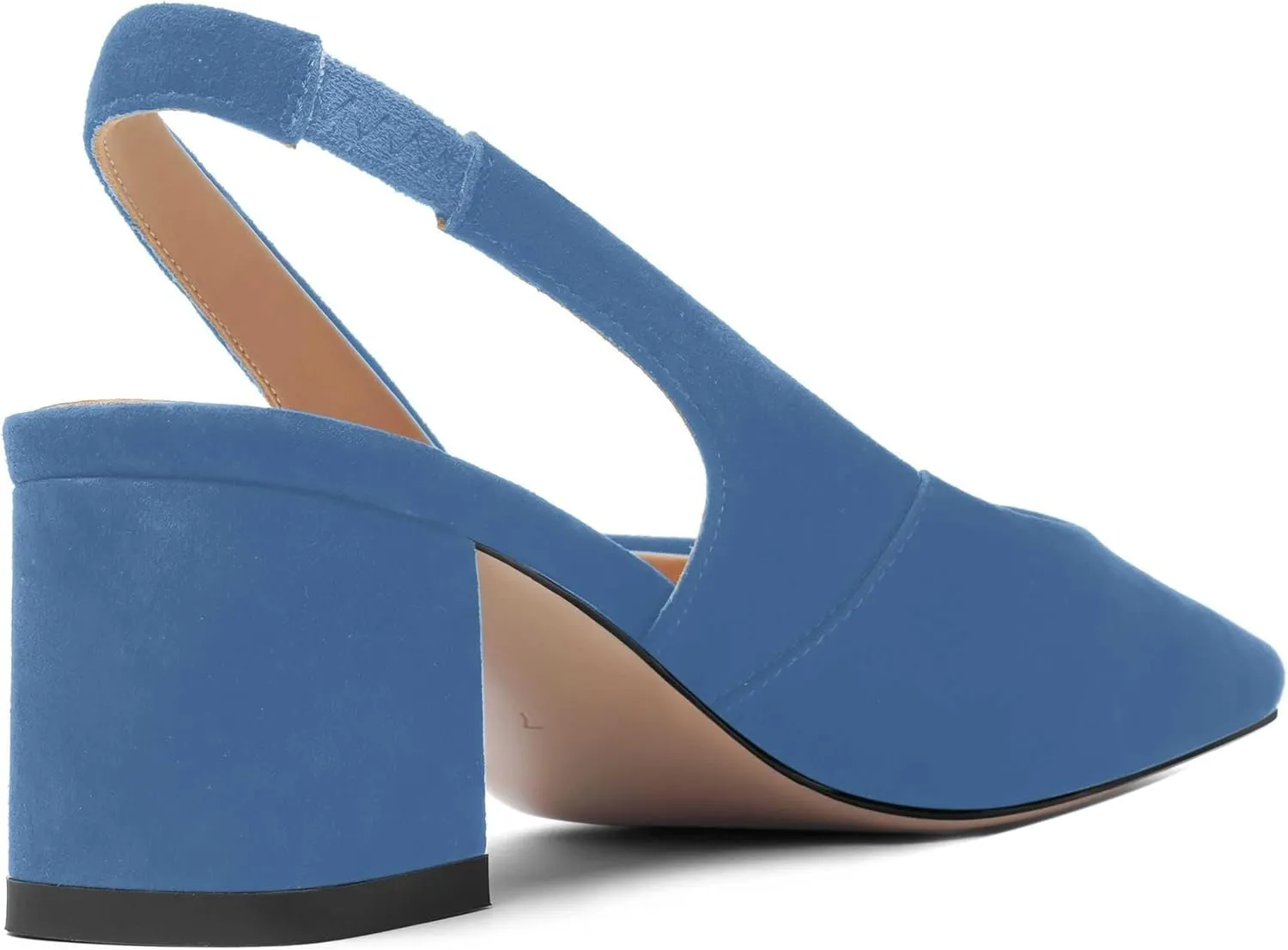 FOGEENA Womens Solid Suede Night Club Slip On Dress Square Toe Chunky Leather Low Heel Pumps Shoes 2 Inch