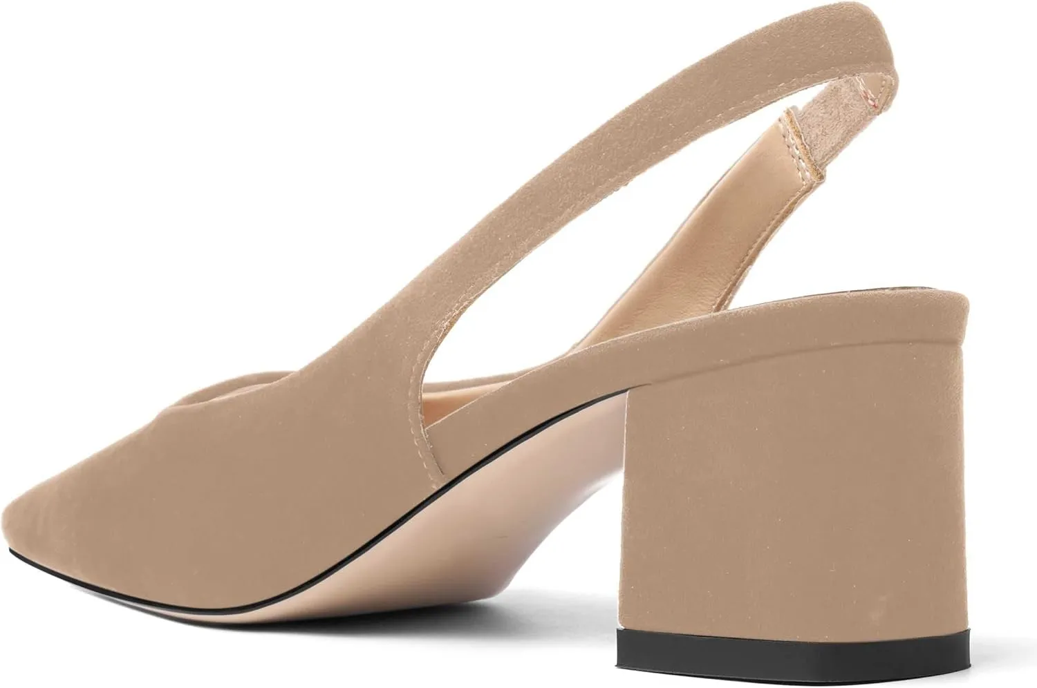 FOGEENA Womens Solid Suede Night Club Slip On Dress Square Toe Chunky Leather Low Heel Pumps Shoes 2 Inch