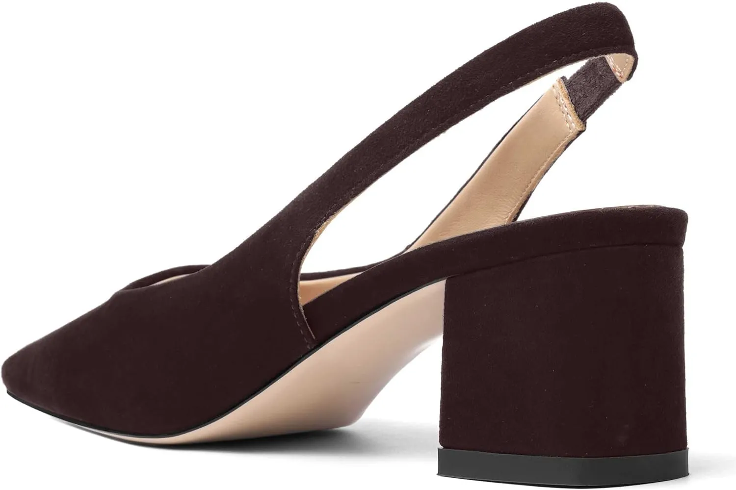 FOGEENA Womens Solid Suede Night Club Slip On Dress Square Toe Chunky Leather Low Heel Pumps Shoes 2 Inch