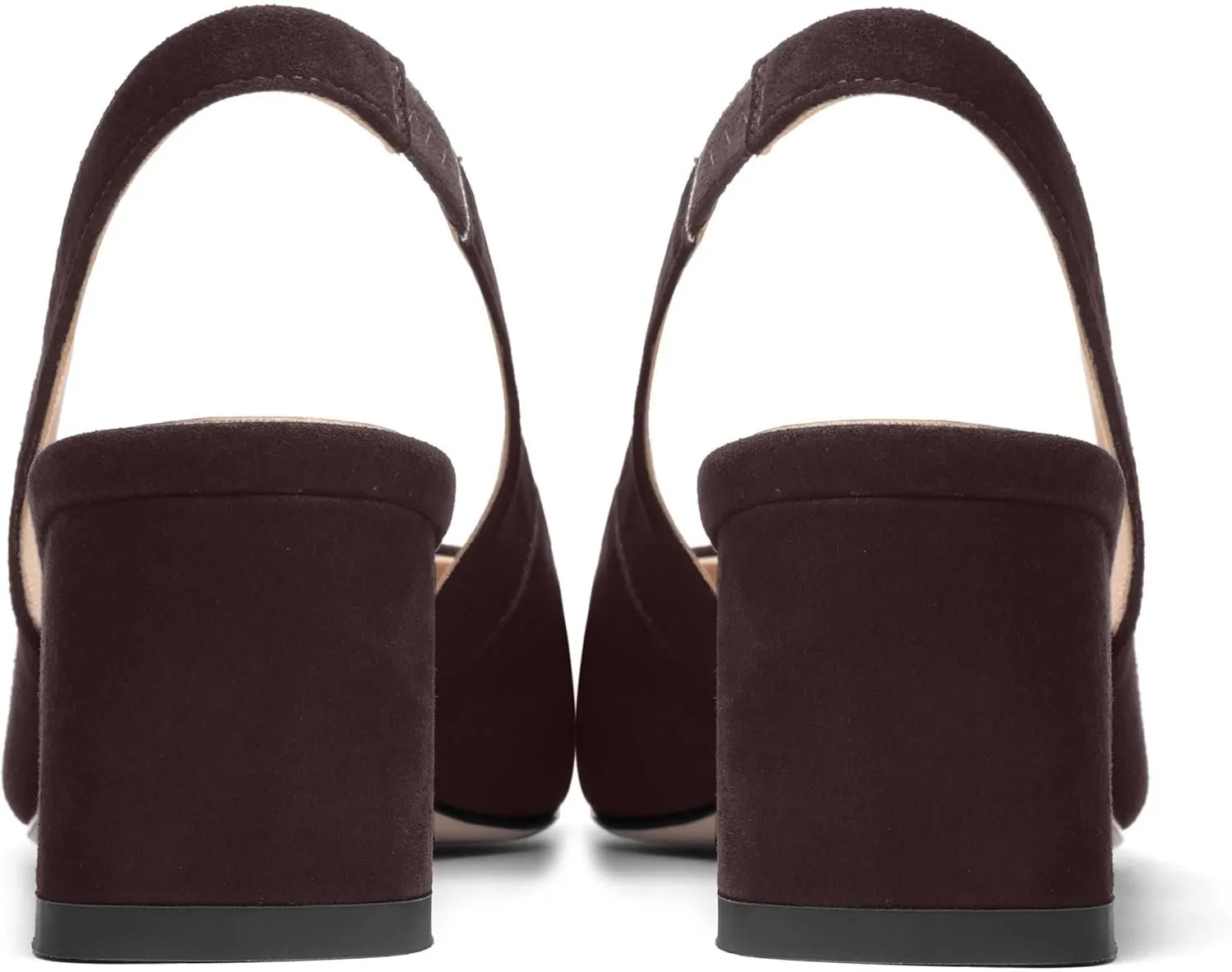 FOGEENA Womens Solid Suede Night Club Slip On Dress Square Toe Chunky Leather Low Heel Pumps Shoes 2 Inch