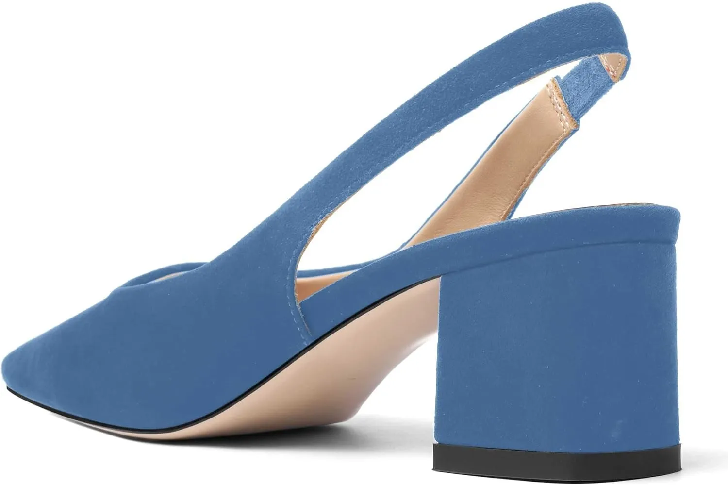 FOGEENA Womens Solid Suede Night Club Slip On Dress Square Toe Chunky Leather Low Heel Pumps Shoes 2 Inch