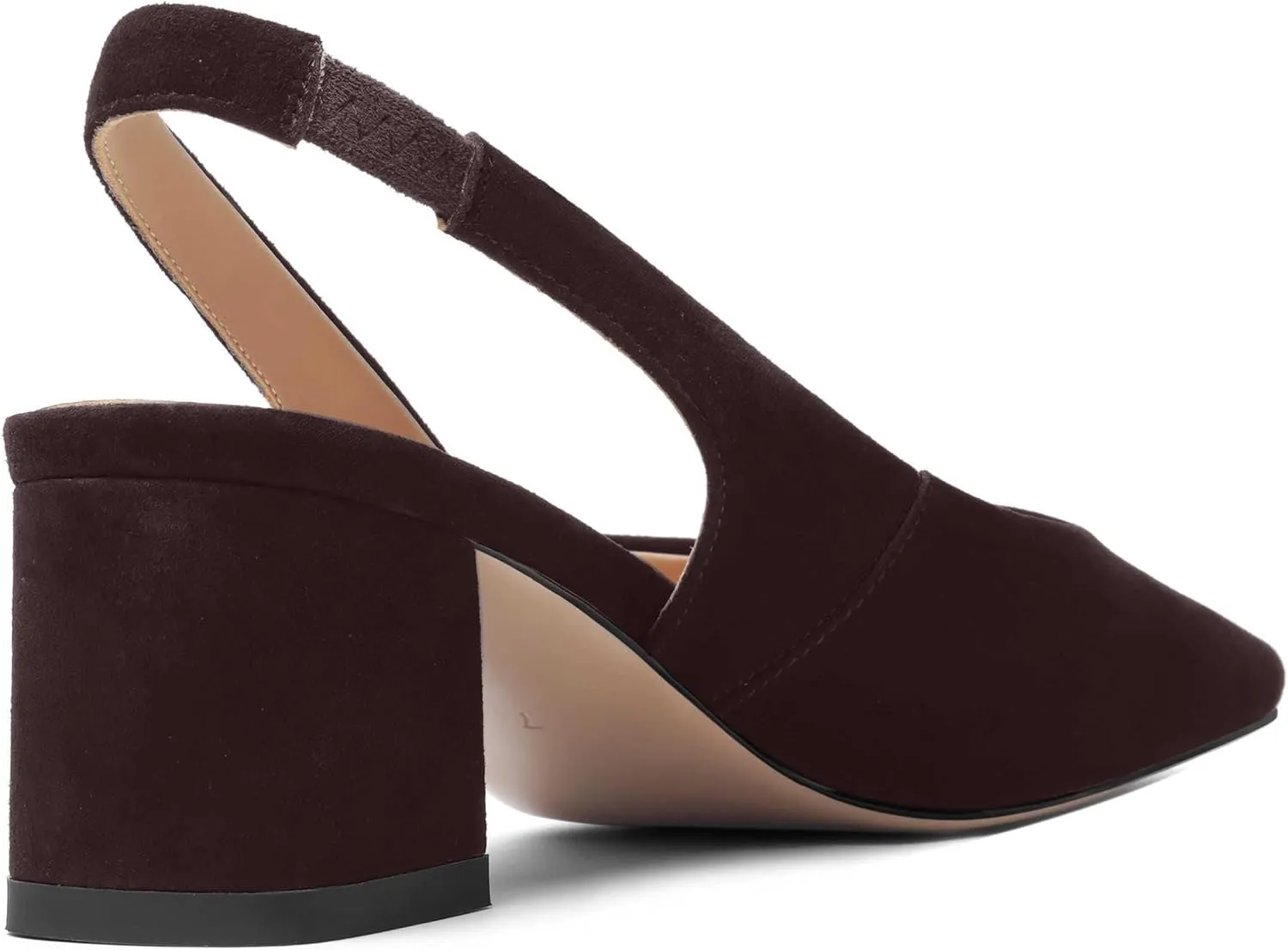 FOGEENA Womens Solid Suede Night Club Slip On Dress Square Toe Chunky Leather Low Heel Pumps Shoes 2 Inch