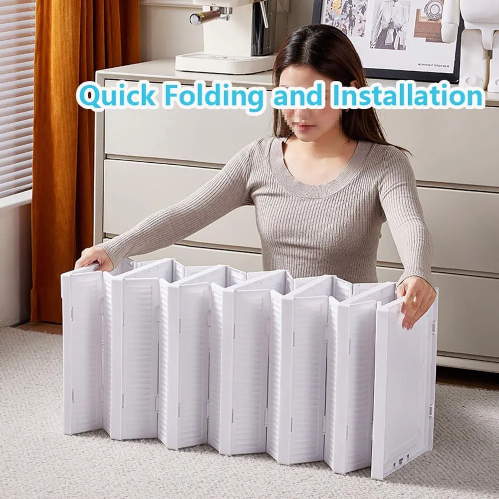 Foldable Shoe Rack Organizer Size up to 14,No Assembly Stackable Shoe Storage Box with Doors,Free Standing Plastic Space Saving Shoe Cabinet Bins Dustproof 6 Tiers