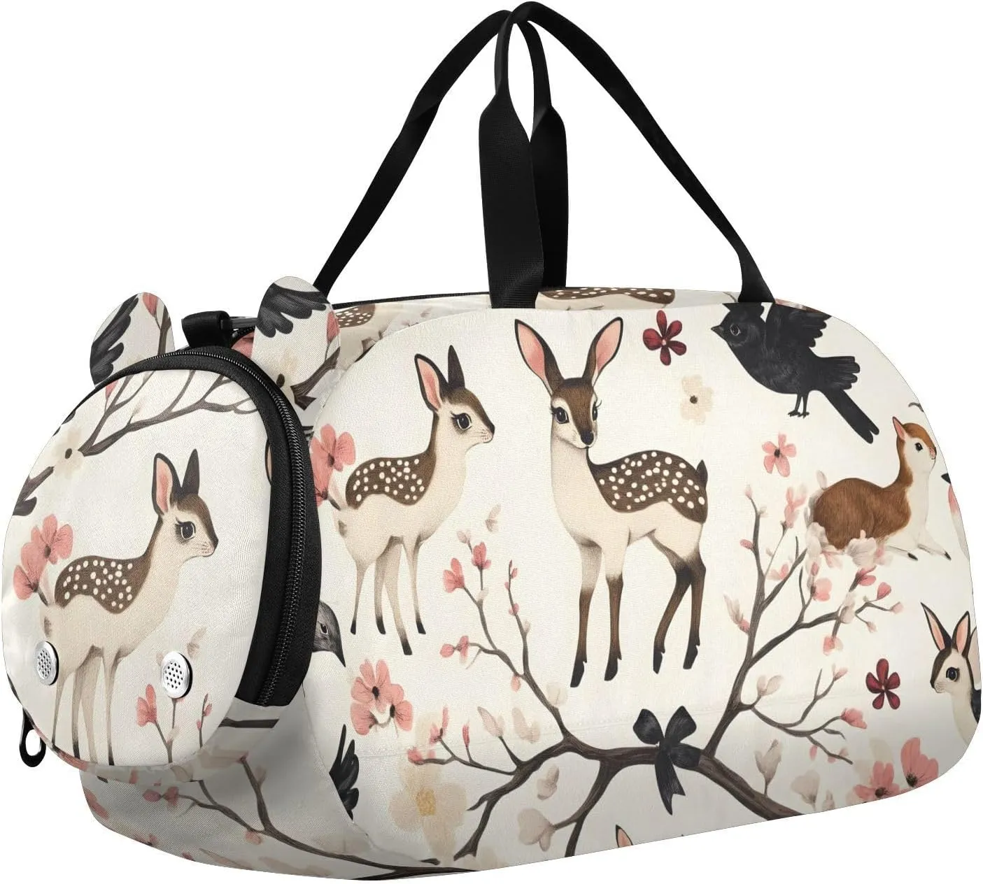 Forest Fauna and Flora Youth Sports Duffel Bag with Ventilated Shoe Compartment|All-Season Lightweight Travel Gym Bag for Girls & Boys|Water-Resistant Gear Bag