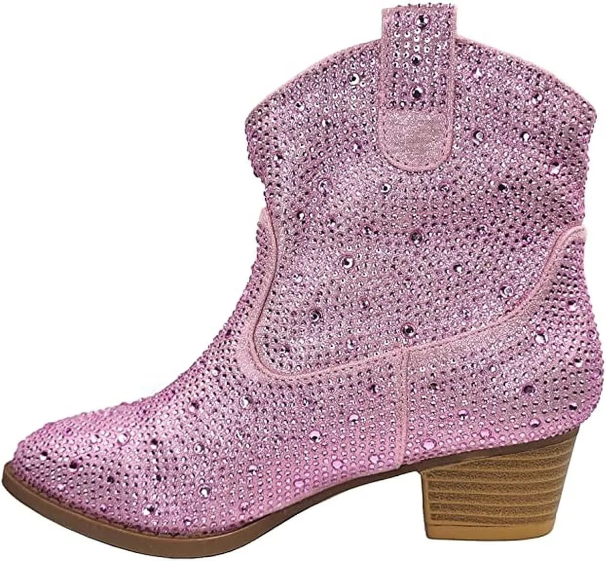 Forever Girls Rhinestone Cowboy Boots Kids Low Heel Dress Booties