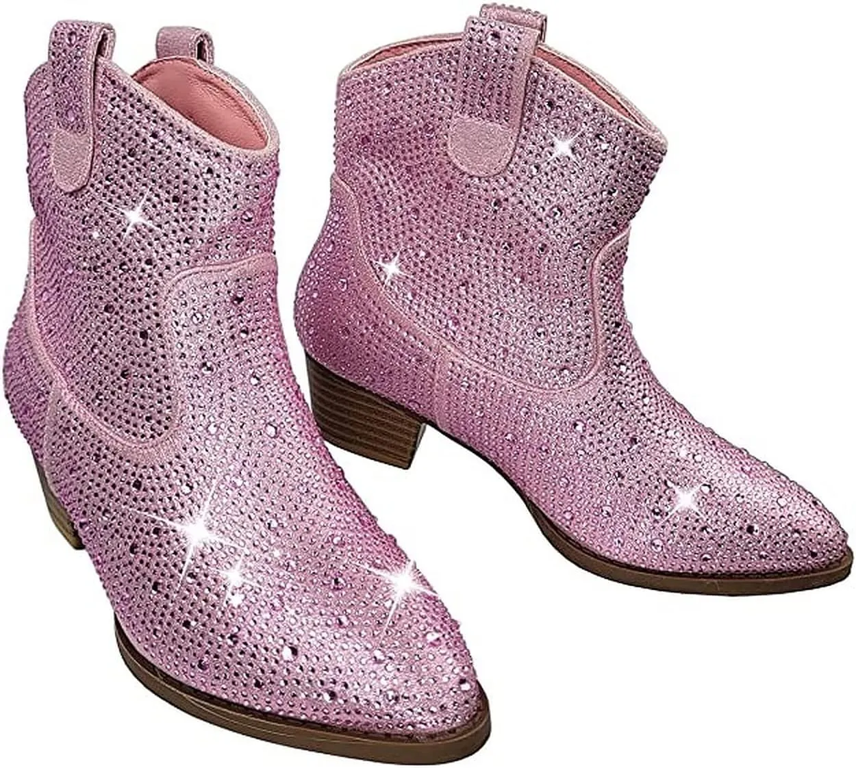 Forever Girls Rhinestone Cowboy Boots Kids Low Heel Dress Booties