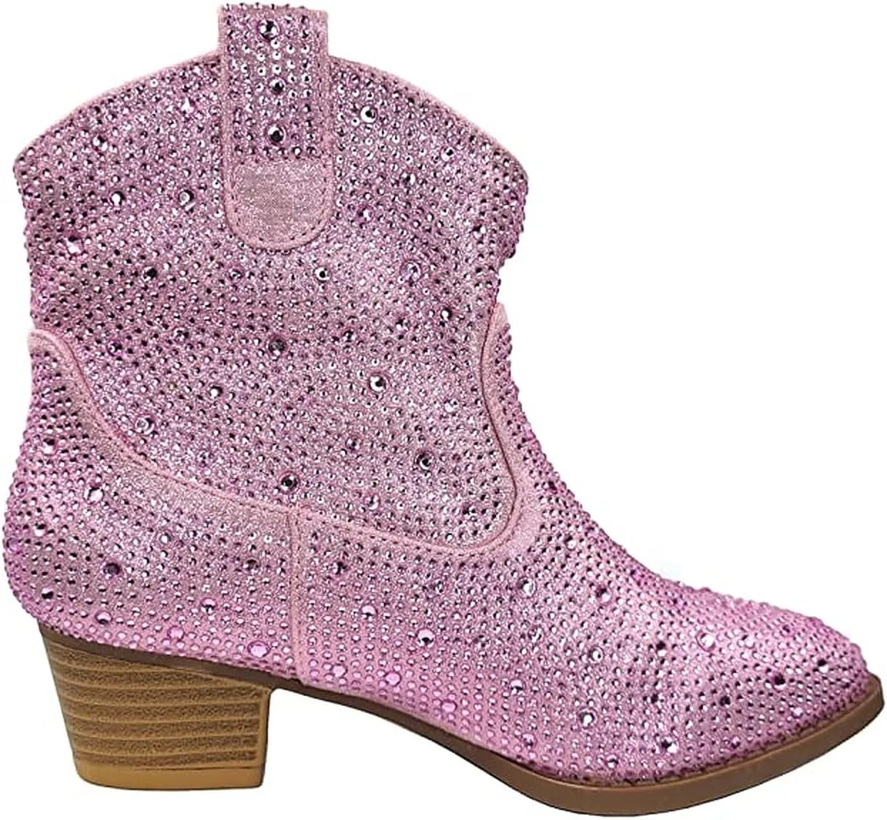 Forever Girls Rhinestone Cowboy Boots Kids Low Heel Dress Booties