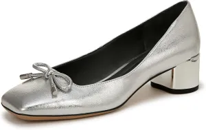 Franco Sarto Women's Natalia Square Toe Block Heel Pump with Bow