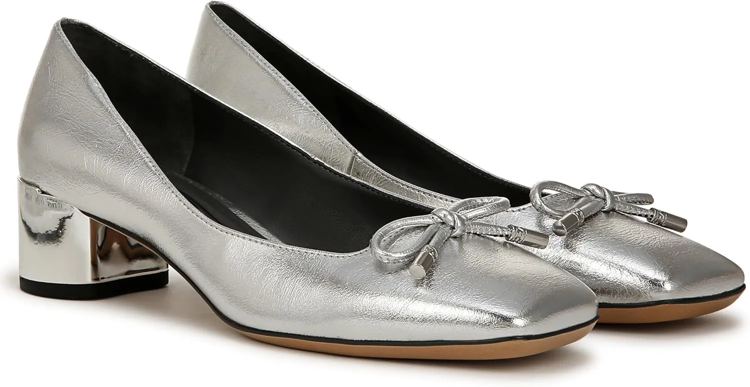 Franco Sarto Women's Natalia Square Toe Block Heel Pump with Bow