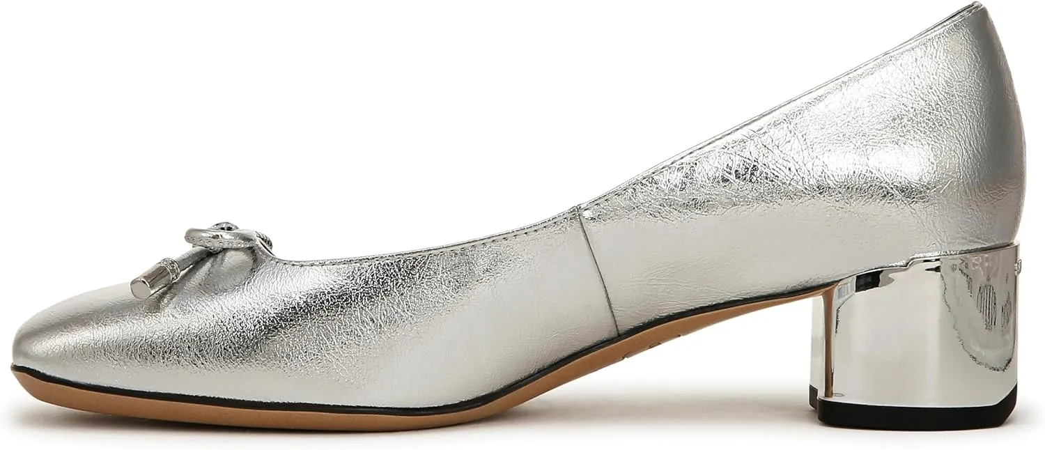 Franco Sarto Women's Natalia Square Toe Block Heel Pump with Bow