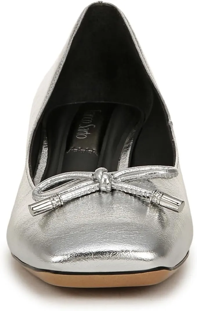 Franco Sarto Women's Natalia Square Toe Block Heel Pump with Bow