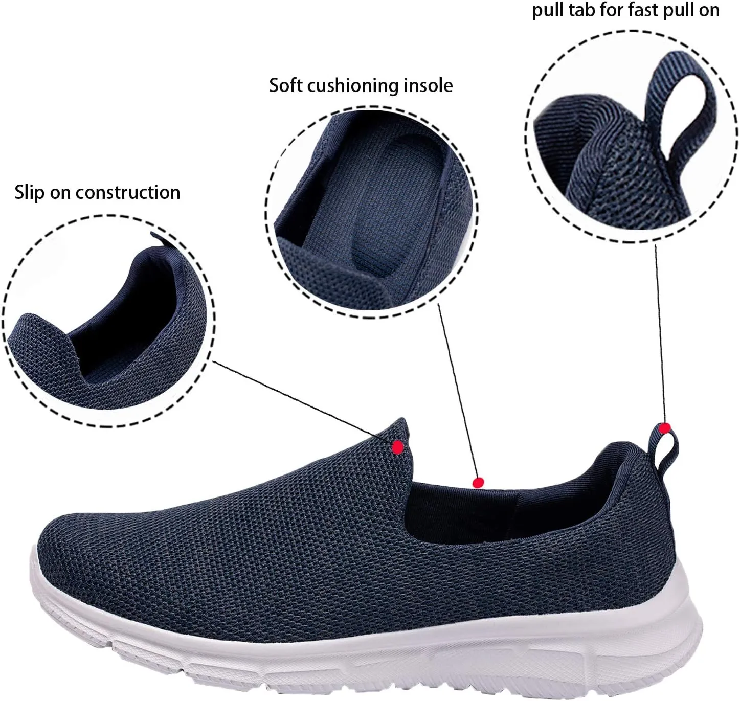 Frank Mully Men's Slip On Walking Shoes Lightweight Casual Knit Loafer Sneakers Comfortable Mesh Work Shoes Athletic Walking Shoes for Men Breathable