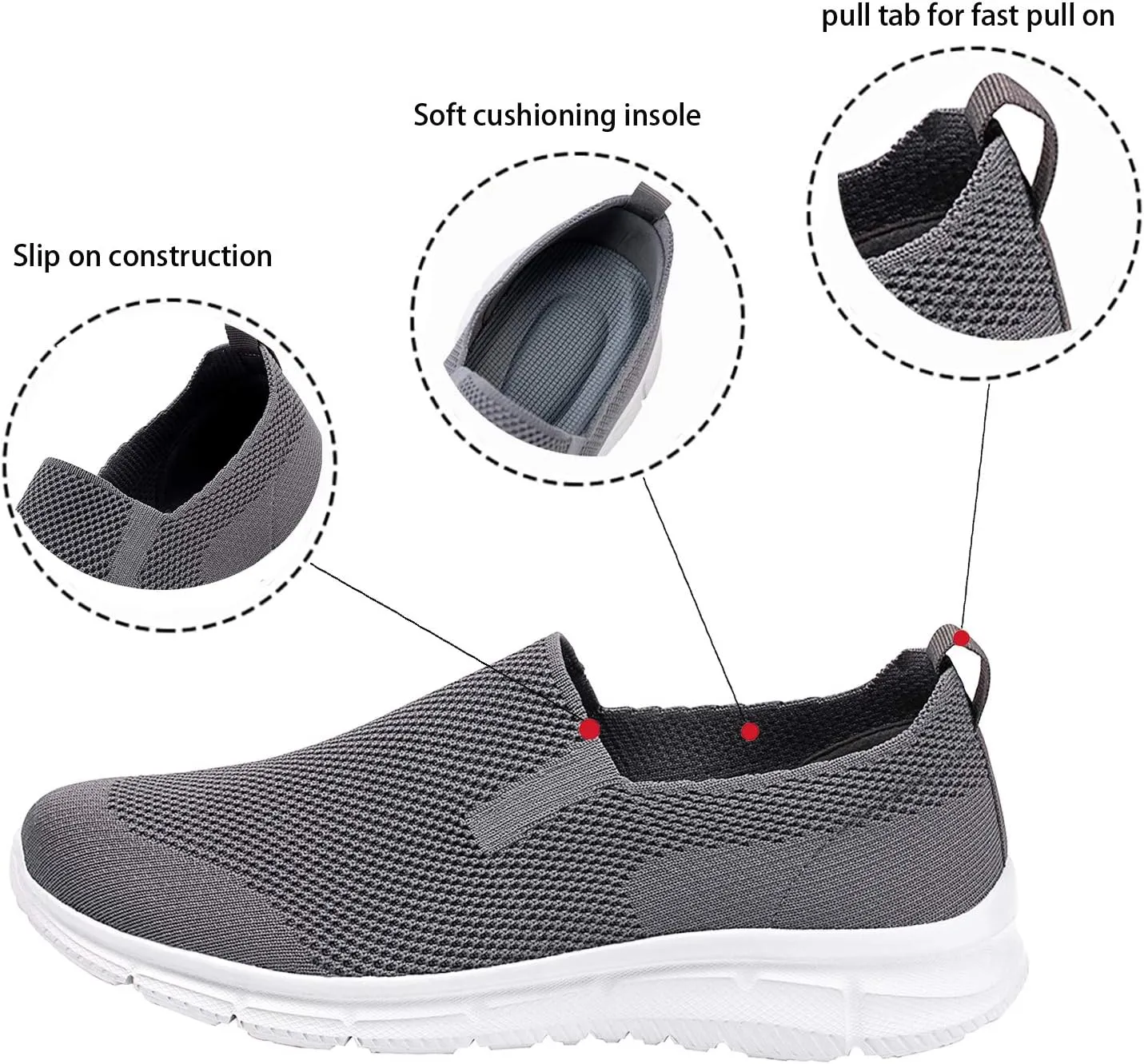 Frank Mully Men's Slip On Walking Shoes Lightweight Casual Knit Loafer Sneakers Comfortable Mesh Work Shoes Athletic Walking Shoes for Men Breathable