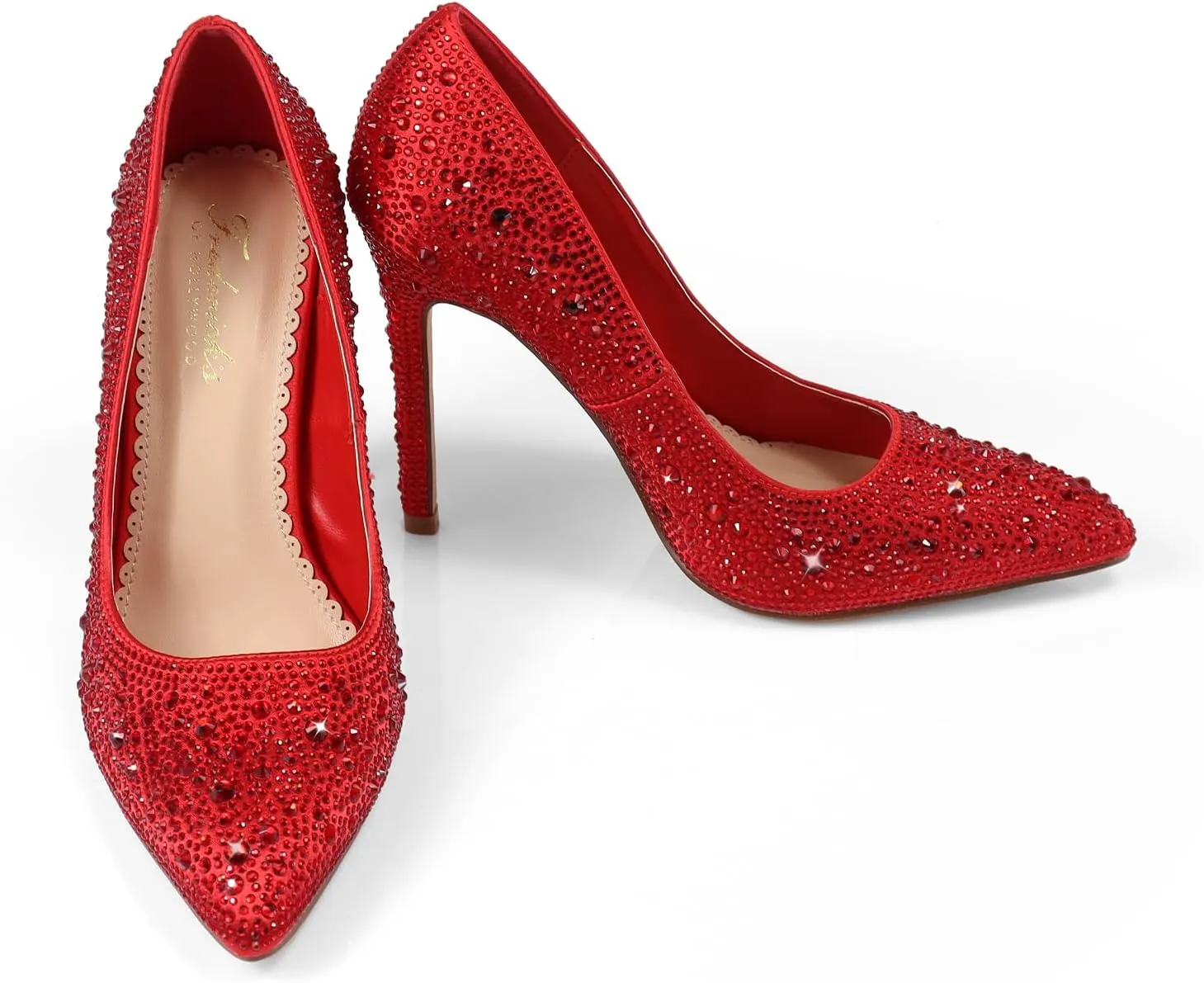 FREDERICK'S OF HOLLYWOOD- Pointy Toe Full Rhinstone Pump W Pencil Heel, FOH-Samantha