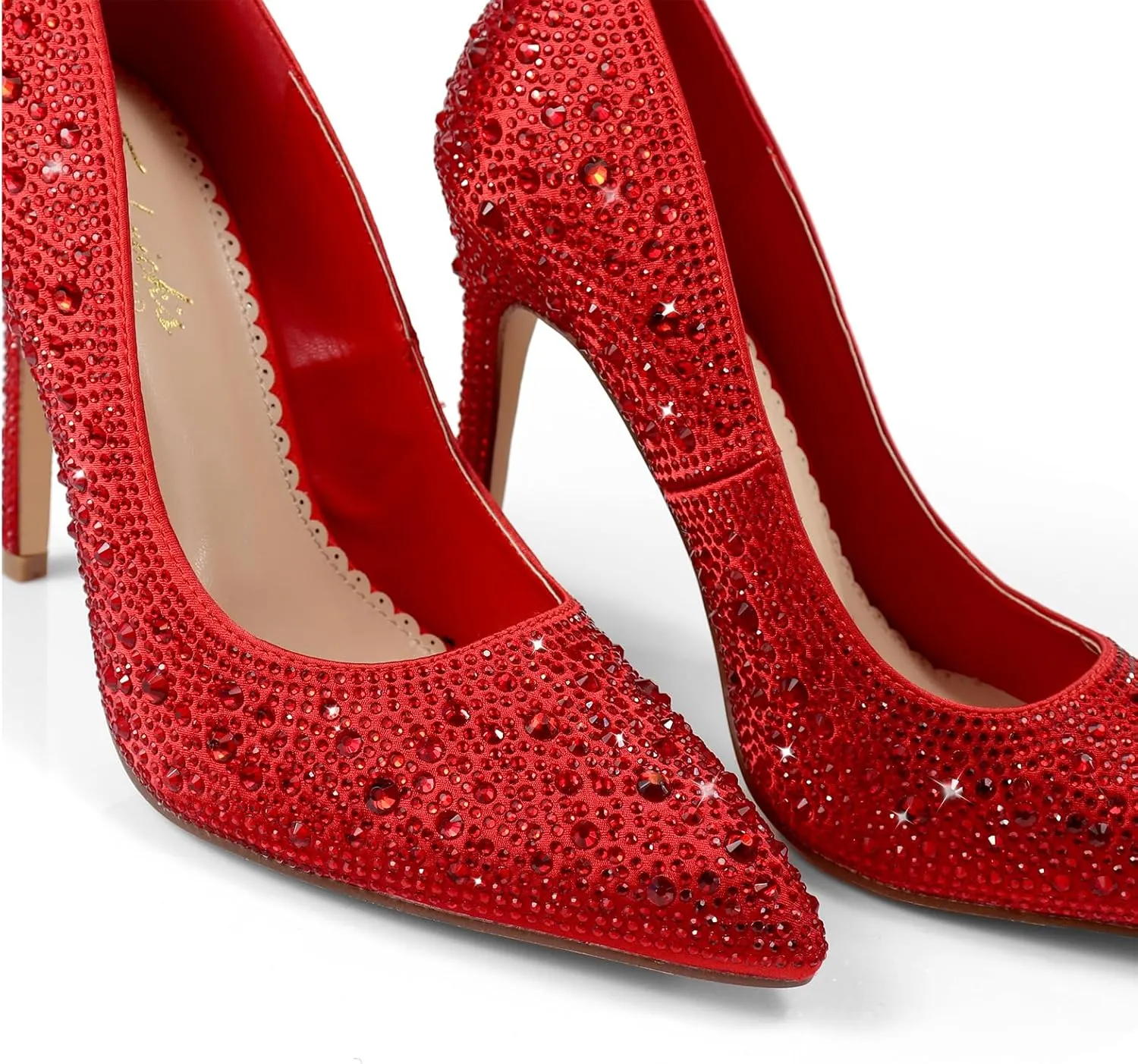 FREDERICK'S OF HOLLYWOOD- Pointy Toe Full Rhinstone Pump W Pencil Heel, FOH-Samantha